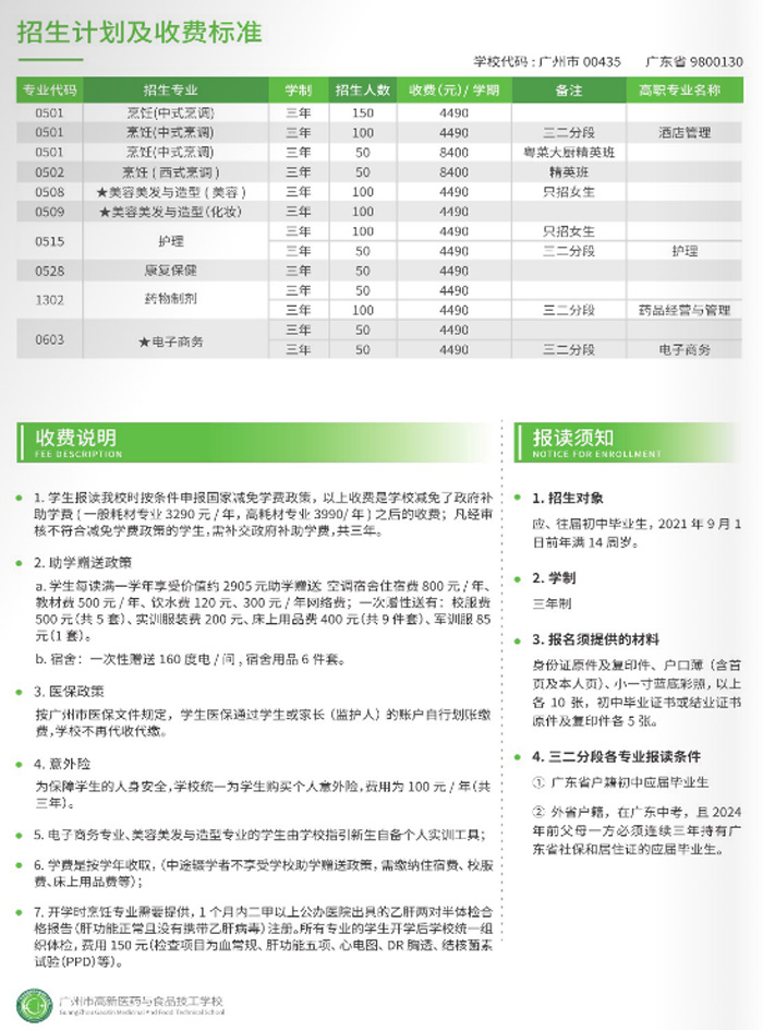 广州市高新医药与食品技工学校2021年招生简章(图3)